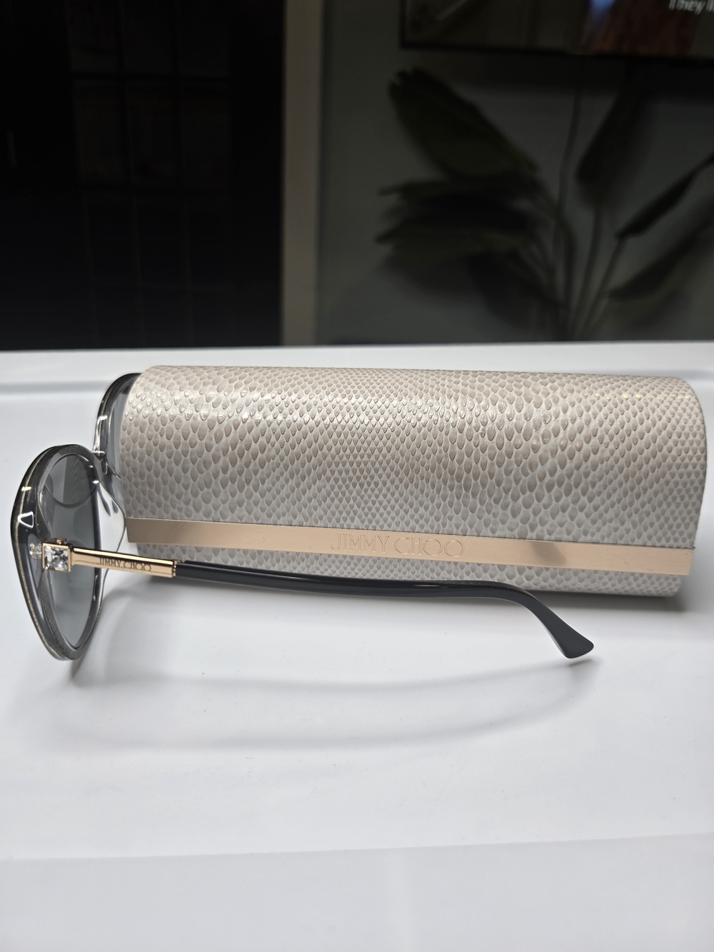 Jimmy Choo Beige Textured Sunglasses Case